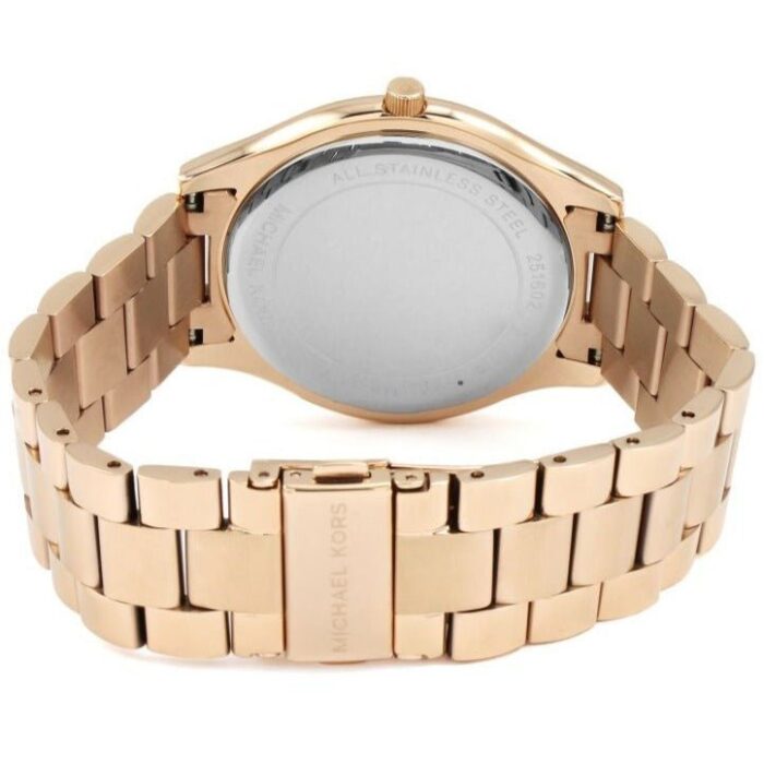 Michael Kors Ladies Slim Runway Rose Gold Dark Blue Watch - MK3494 - Image 2